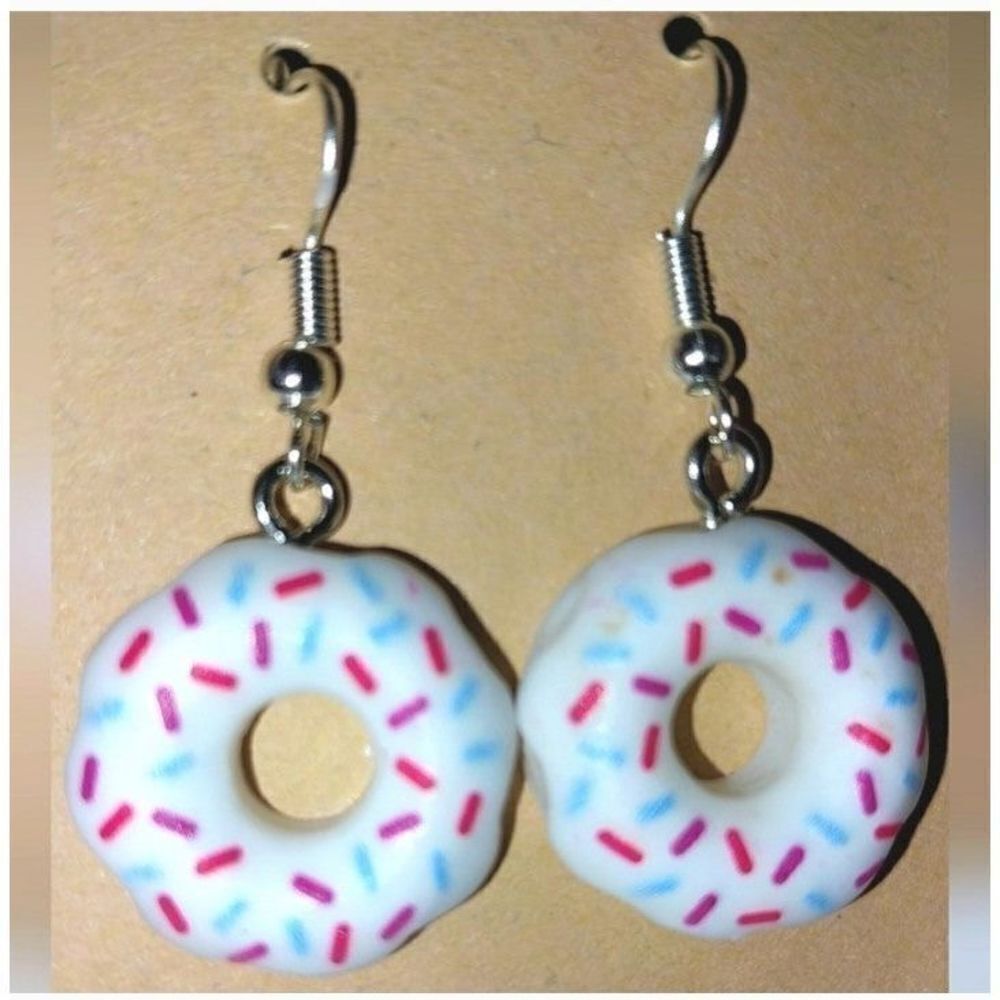 Hand crafted doughnut dangle earrings
